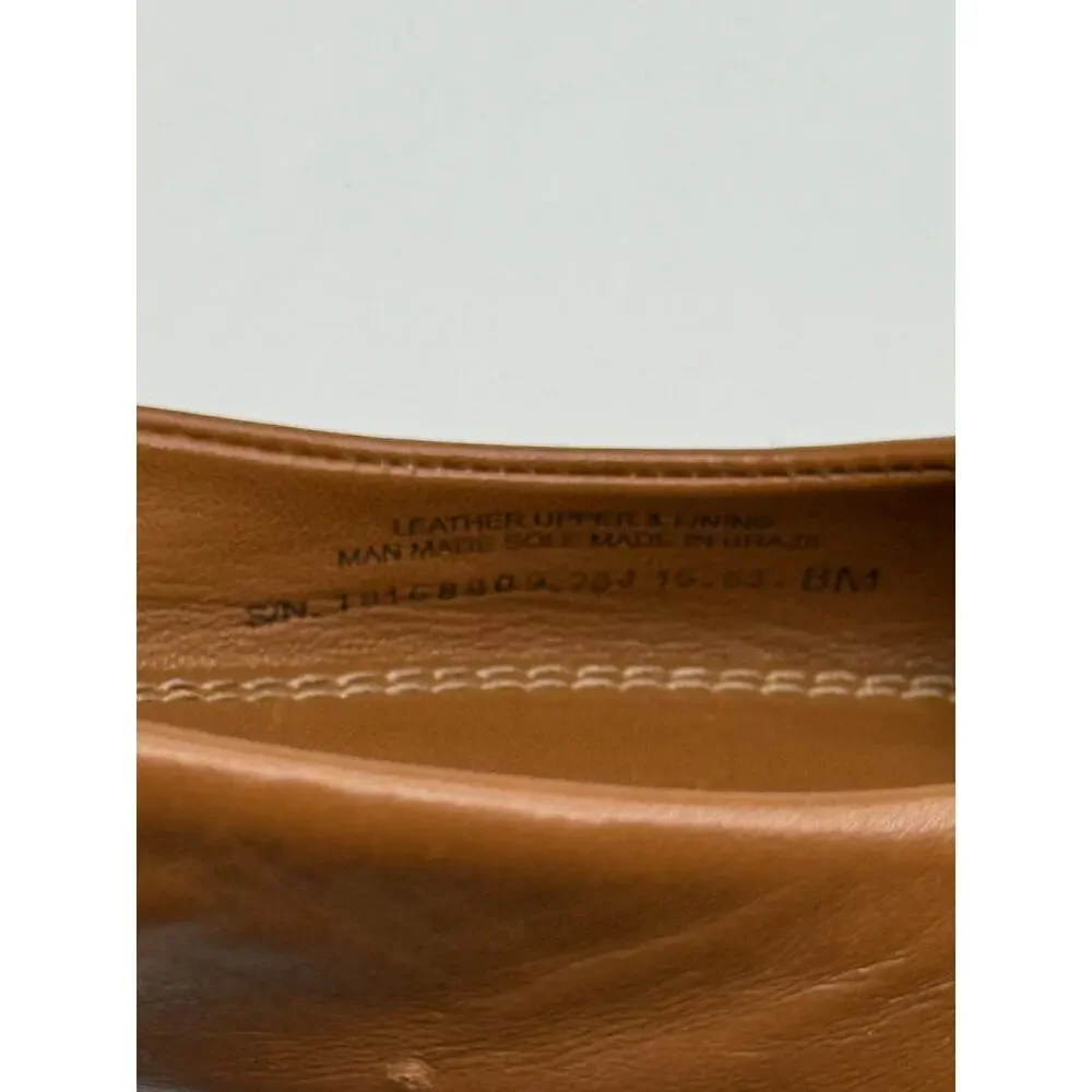 Tory Burch Gabriel flats Sz 8 Cognac Brown leather logo medallion